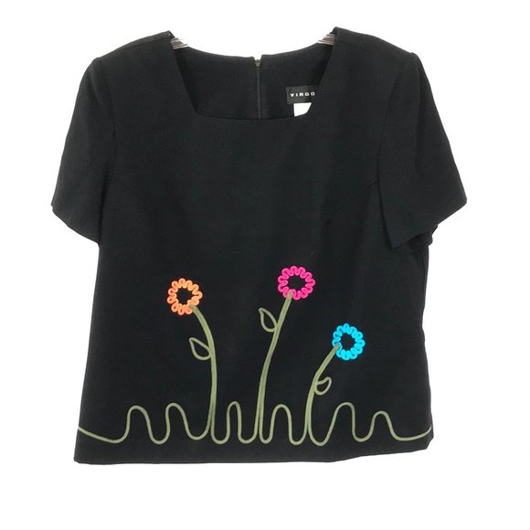 Size 18 Virgo Retro Floral Embroidered Blouse - Picture 1 of 3